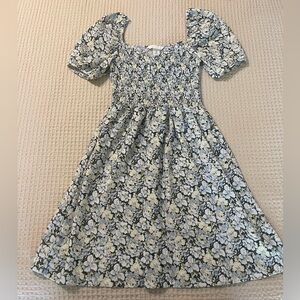 H&M Blue Floral Puff Sleeve Dress